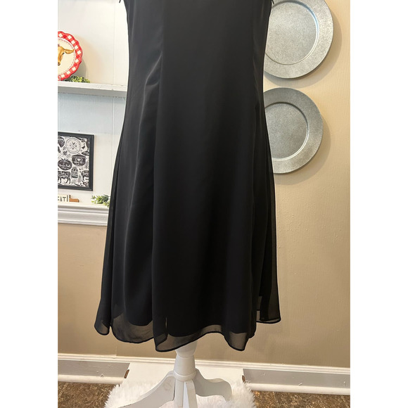 SLNY Fashions New York Black Lace Chiffon Sleeveless Cocktail Party Dress Size 6 - Picture 7 of 10